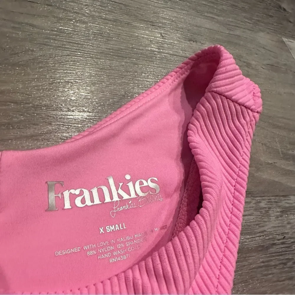 FRANKIES Ribbed Cheeky Bikini Bottom Size XS‎ Pink Barbie